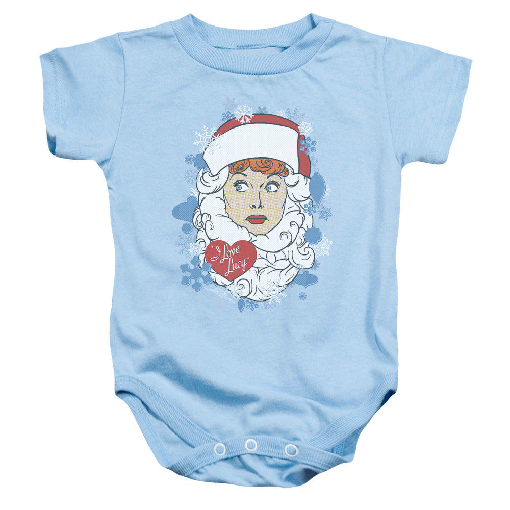 AN OFFCIALLY LICENSED I LOVE LUCY BEARD FLAKES BABY BODYSUIT LIGHT BLUE