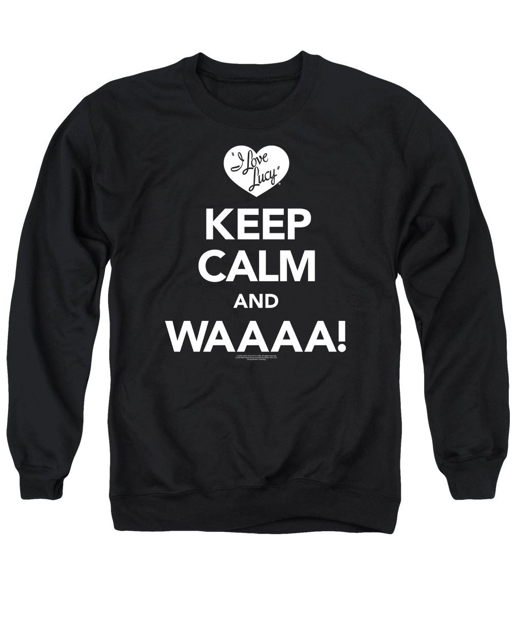 AN OFFCIALLY LICENSED I LOVE LUCY KEEP CALM WAAA ADULT UNISEX CREWNECK SWEATSHIRT BLACK