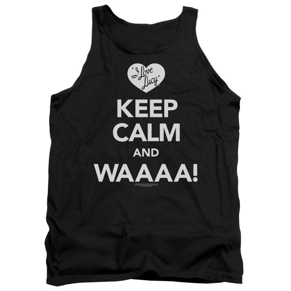 AN OFFCIALLY LICENSED I LOVE LUCY KEEP CALM WAAA ADULT UNISEX TANK TOP BLACK