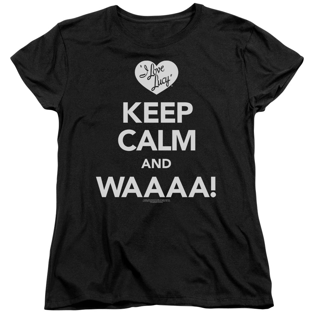 AN OFFCIALLY LICENSED I LOVE LUCY KEEP CALM WAAA WOMEN'S REGULAR FIT T-SHIRT BLACK