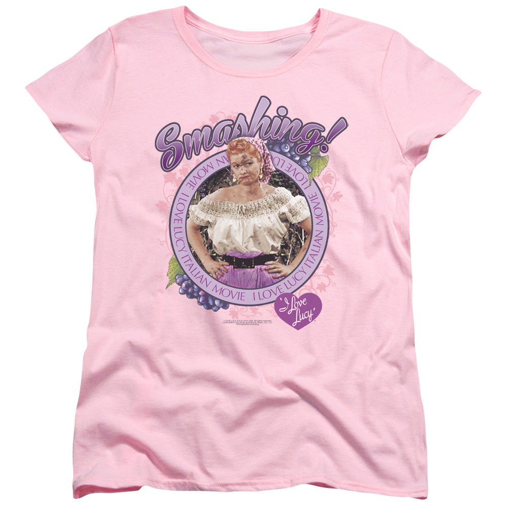 AN OFFCIALLY LICENSED I LOVE LUCY SMASHING WOMEN'S REGULAR FIT T-SHIRT PINK