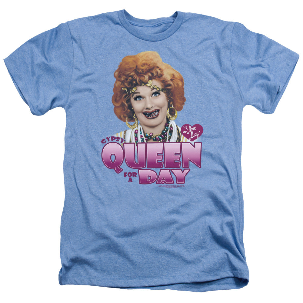 AN OFFCIALLY LICENSED I LOVE LUCY GYPSY QUEEN MEN'S HEATHER T-SHIRT LIGHT BLUE