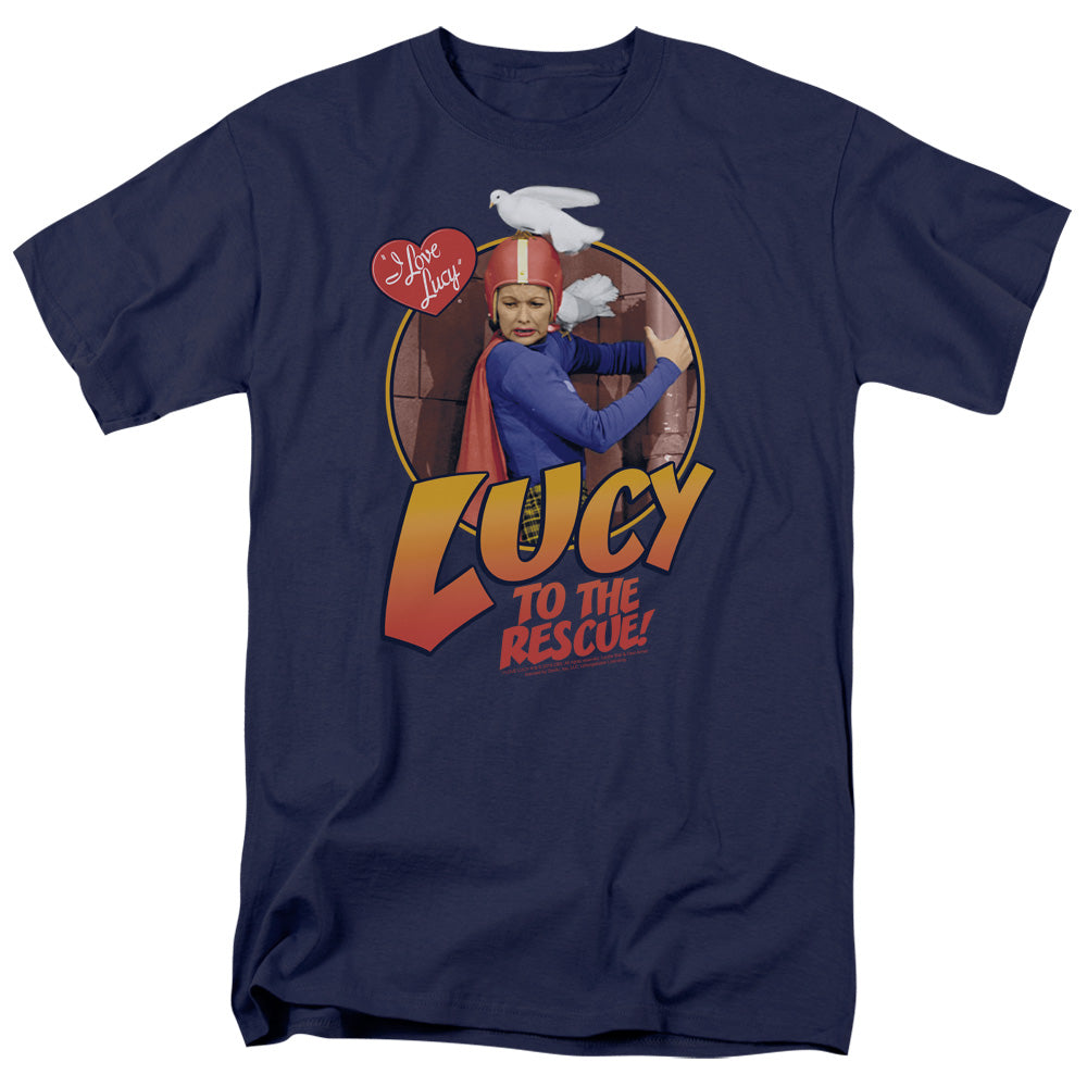 AN OFFCIALLY LICENSED I LOVE LUCY TO THE RESCUE MEN'S REGULAR FIT T-SHIRT NAVY