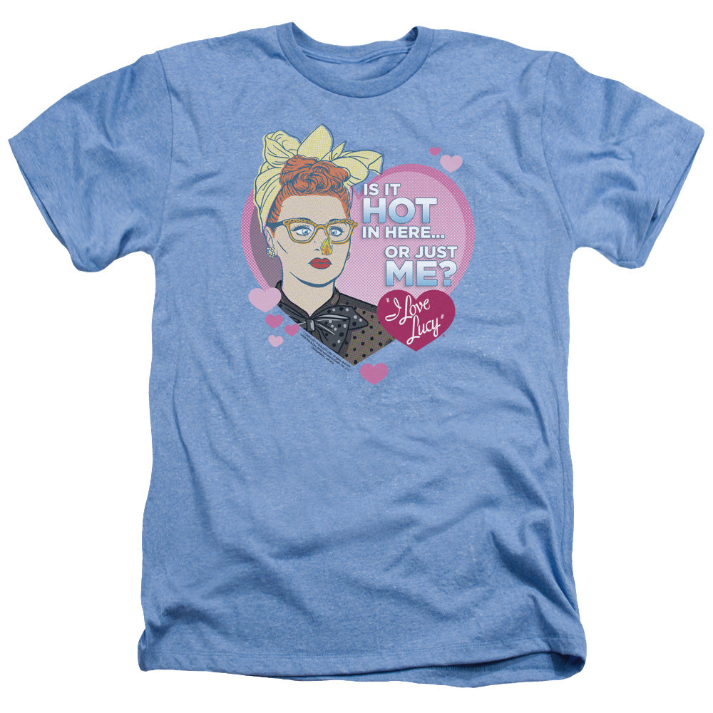 AN OFFCIALLY LICENSED I LOVE LUCY HOT MEN'S HEATHER T-SHIRT LIGHT BLUE