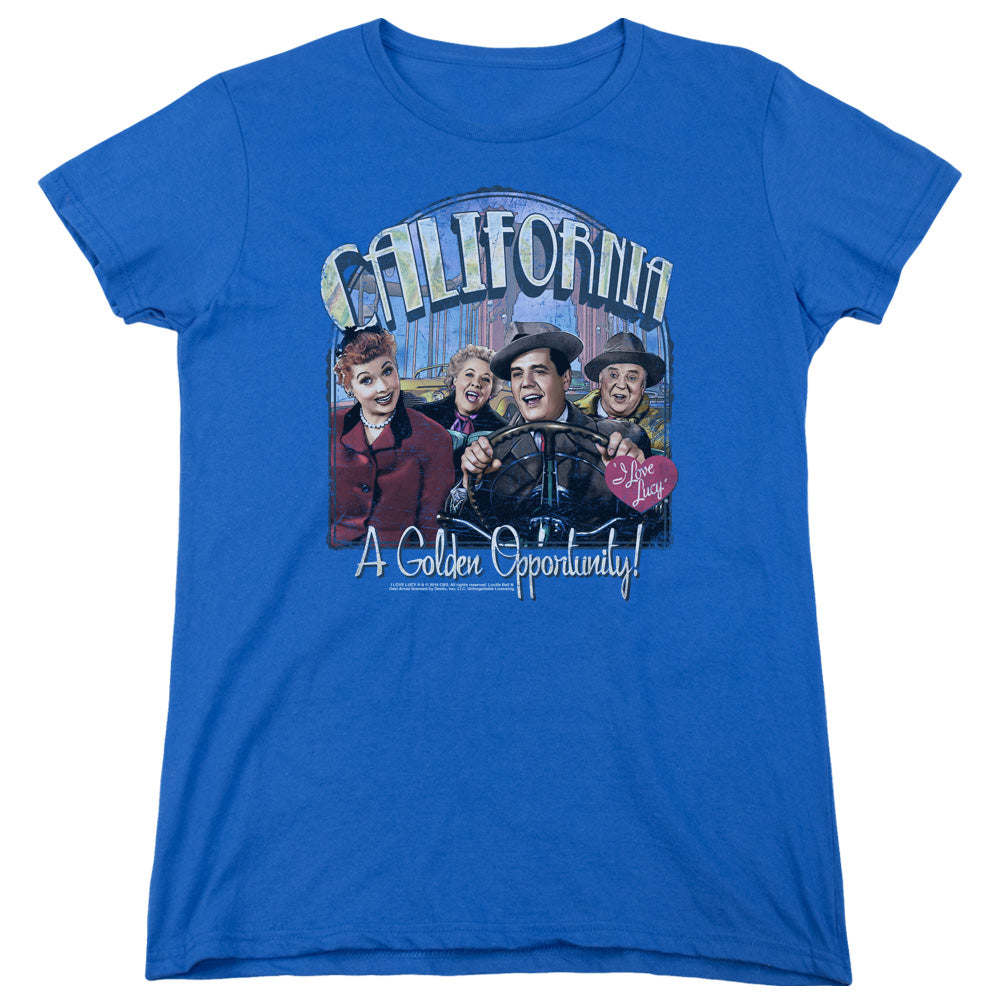 AN OFFCIALLY LICENSED I LOVE LUCY GOLDEN OPPORTUNITY WOMEN'S REGULAR FIT T-SHIRT ROYAL
