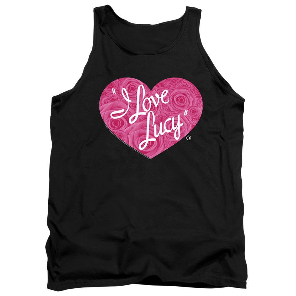 AN OFFCIALLY LICENSED I LOVE LUCY FLORAL LOGO ADULT UNISEX TANK TOP BLACK
