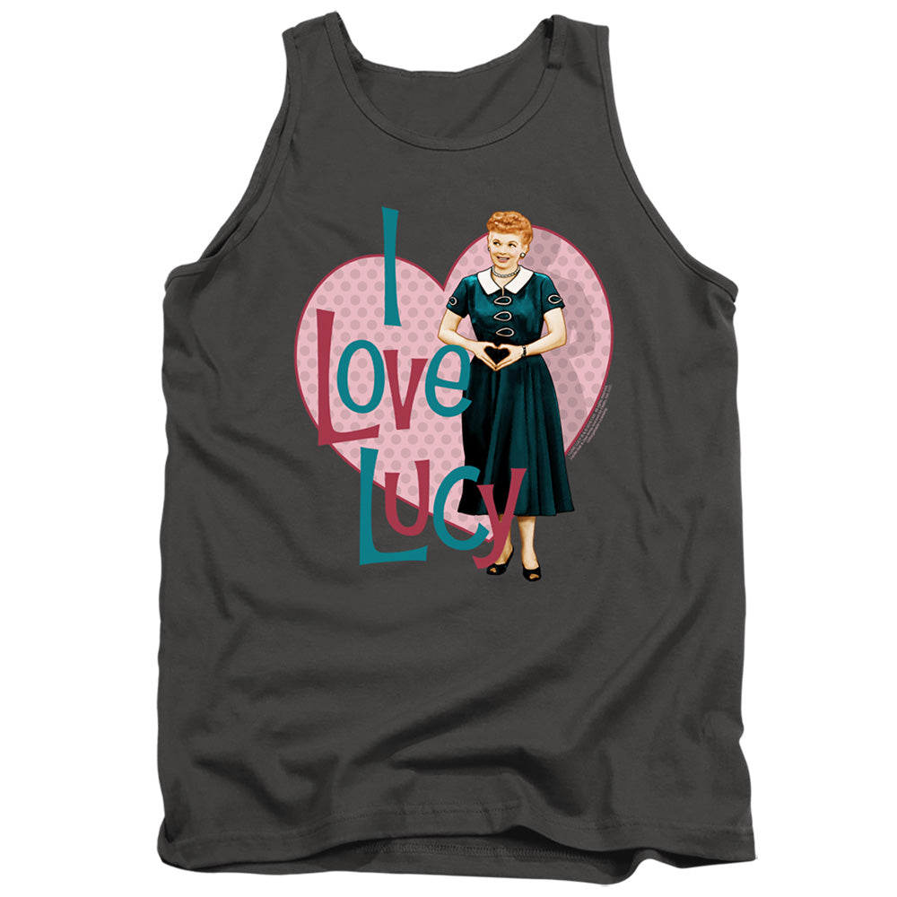 AN OFFCIALLY LICENSED I LOVE LUCY HEART YOU ADULT UNISEX TANK TOP CHARCOAL
