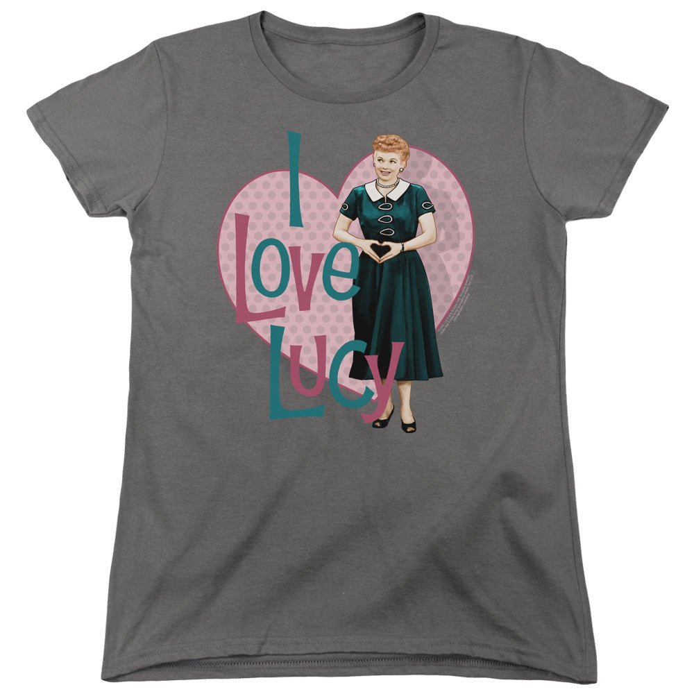 AN OFFCIALLY LICENSED I LOVE LUCY HEART YOU WOMEN'S REGULAR FIT T-SHIRT CHARCOAL