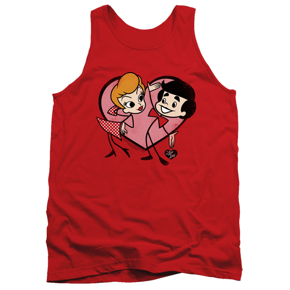 AN OFFCIALLY LICENSED I LOVE LUCY CARTOON LOVE ADULT UNISEX TANK TOP RED