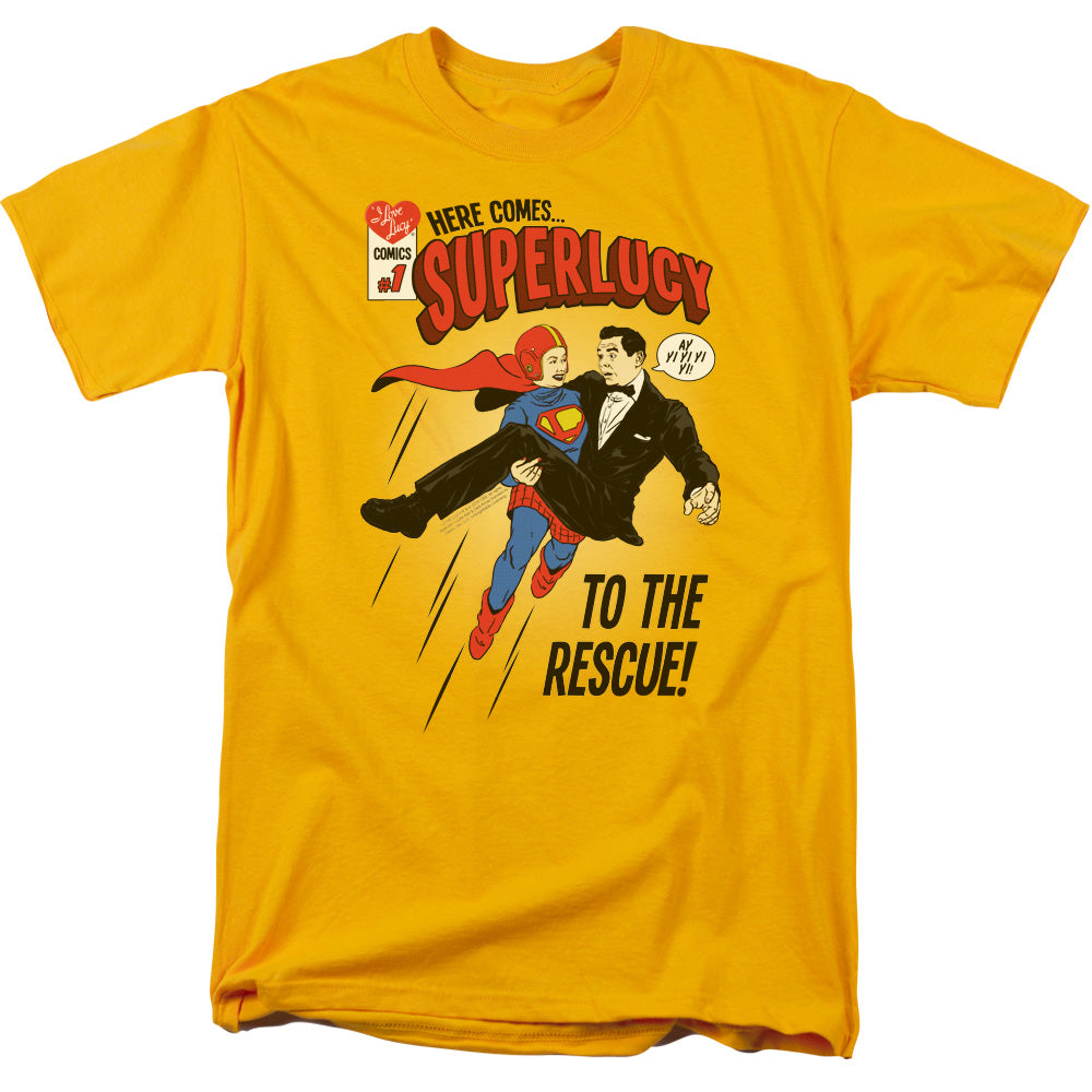 AN OFFCIALLY LICENSED I LOVE LUCY SUPER LUCY MEN'S REGULAR FIT T-SHIRT GOLD