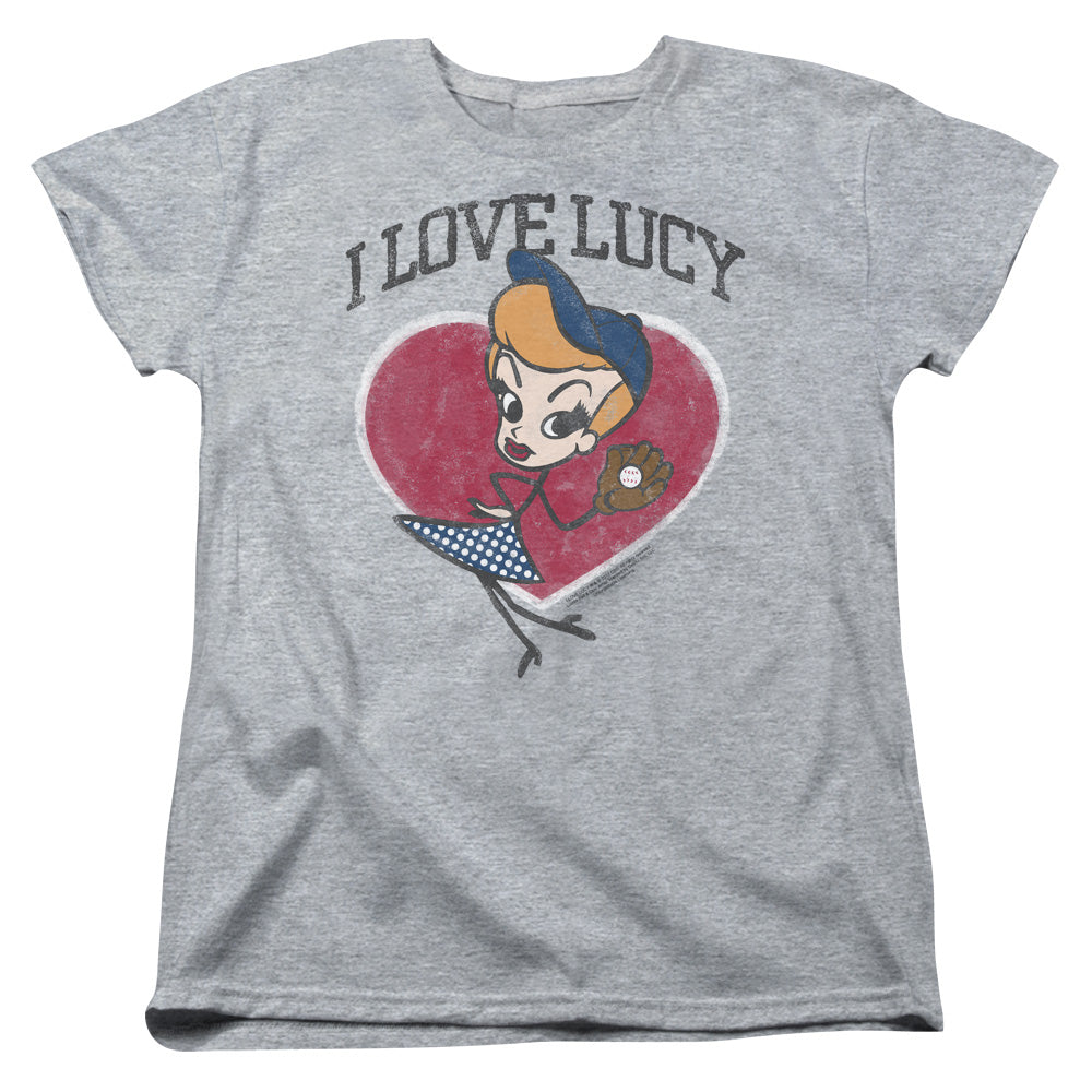 AN OFFCIALLY LICENSED I LOVE LUCY BASEBALL DIVA WOMEN'S REGULAR FIT T-SHIRT ATHLETIC HEATHER