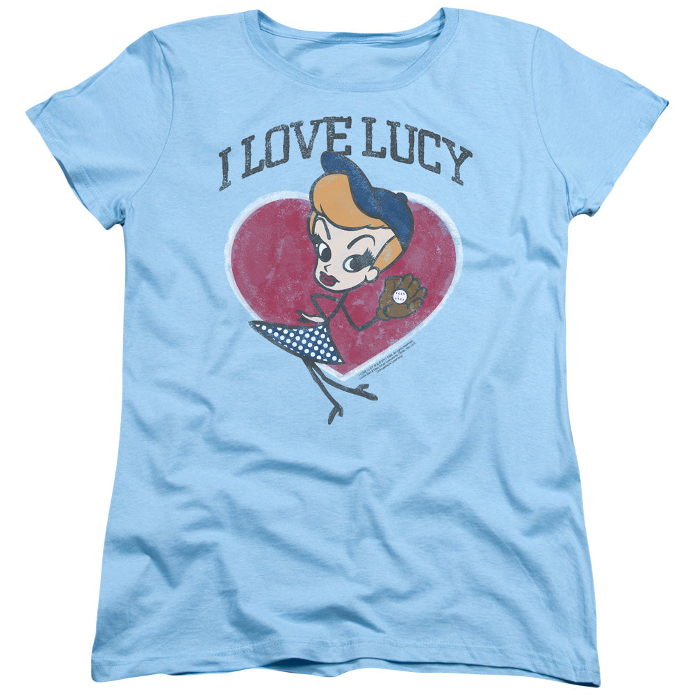 AN OFFCIALLY LICENSED I LOVE LUCY BASEBALL DIVA WOMEN'S REGULAR FIT T-SHIRT LIGHT BLUE