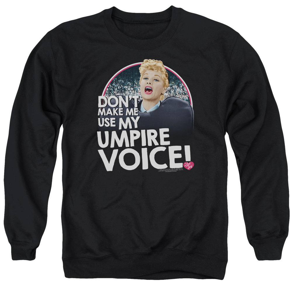 AN OFFCIALLY LICENSED I LOVE LUCY UMPIRE ADULT UNISEX CREWNECK SWEATSHIRT BLACK