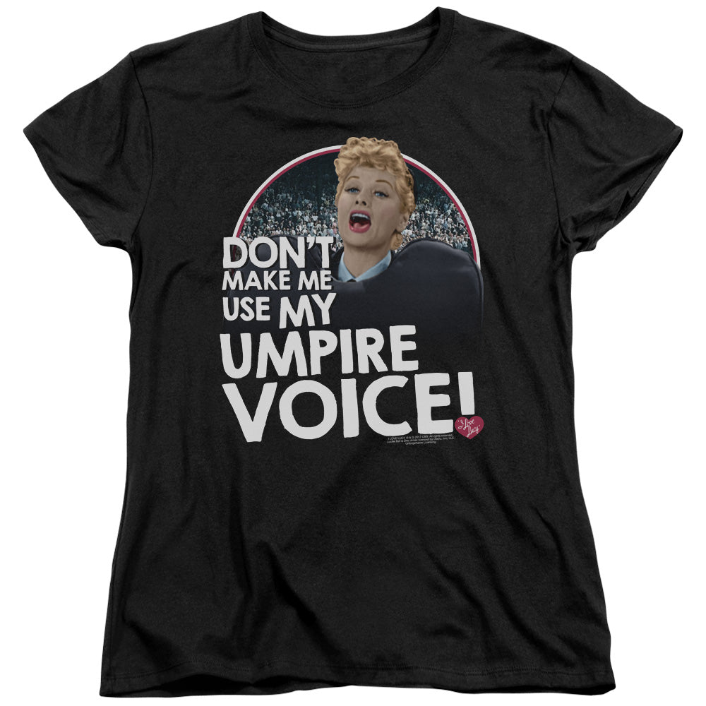 AN OFFCIALLY LICENSED I LOVE LUCY UMPIRE WOMEN'S REGULAR FIT T-SHIRT BLACK