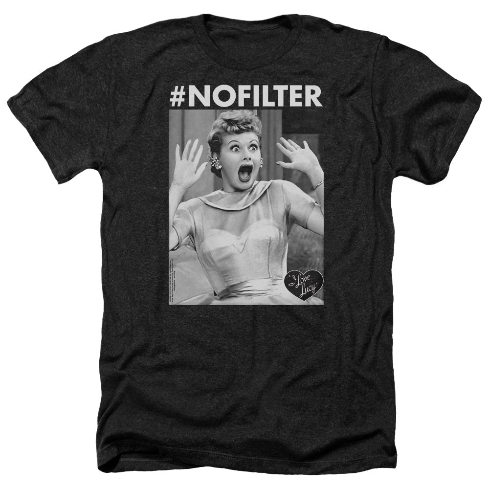 AN OFFCIALLY LICENSED I LOVE LUCY NO FILTER MEN'S HEATHER T-SHIRT CHARCOAL