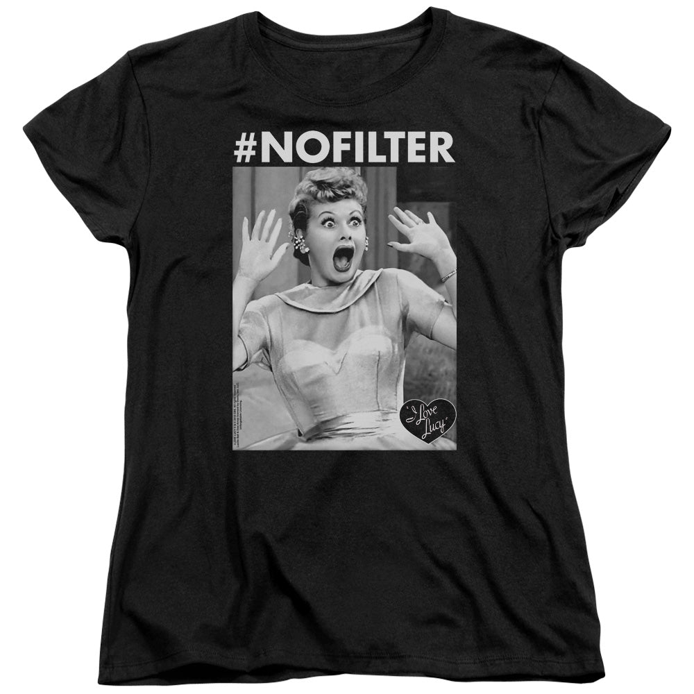 AN OFFCIALLY LICENSED I LOVE LUCY NO FILTER WOMEN'S REGULAR FIT T-SHIRT BLACK