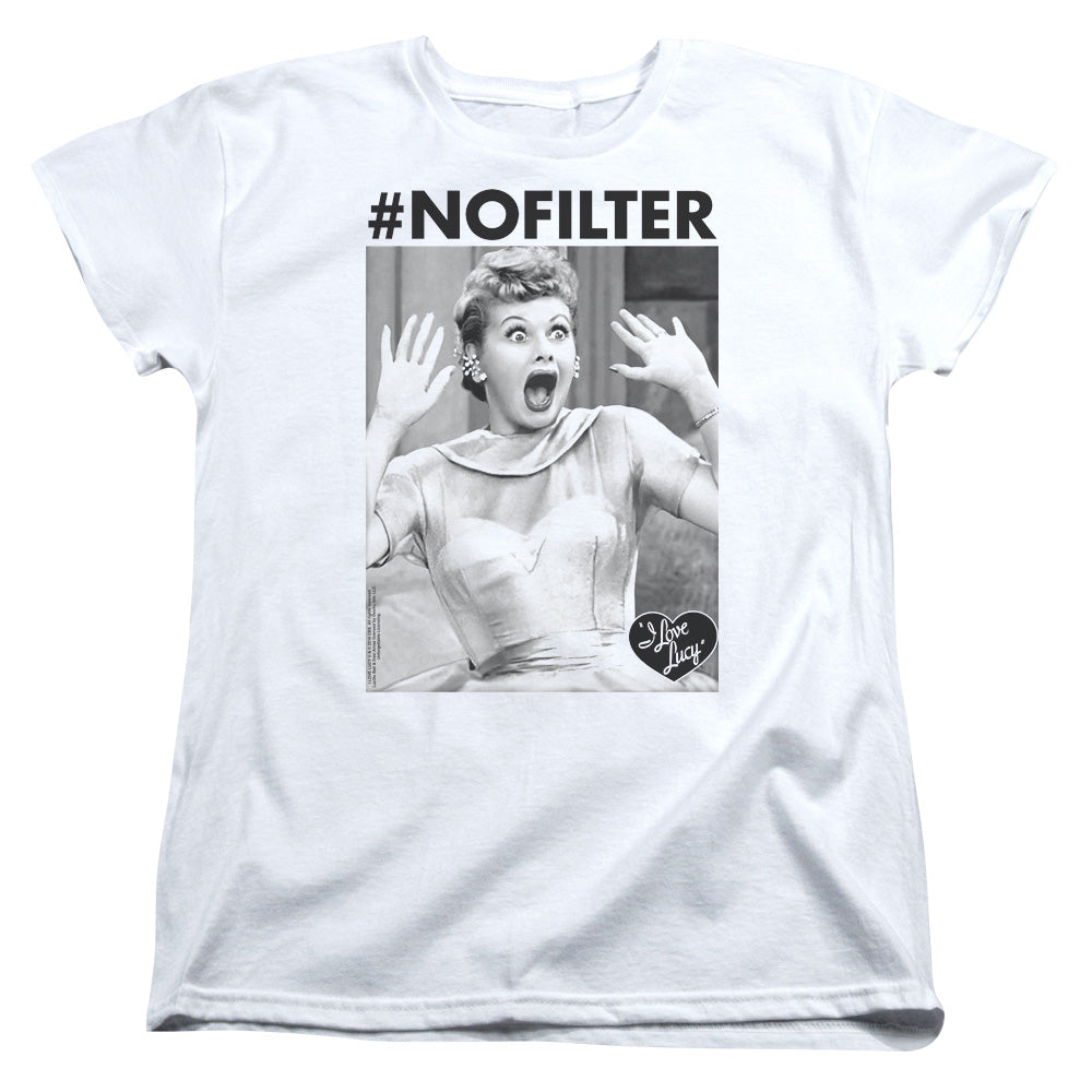 AN OFFCIALLY LICENSED I LOVE LUCY NO FILTER WOMEN'S REGULAR FIT T-SHIRT WHITE