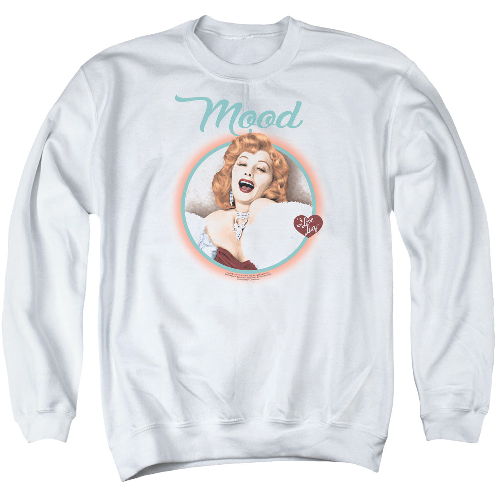 AN OFFCIALLY LICENSED I LOVE LUCY MOOD ADULT UNISEX CREWNECK SWEATSHIRT WHITE