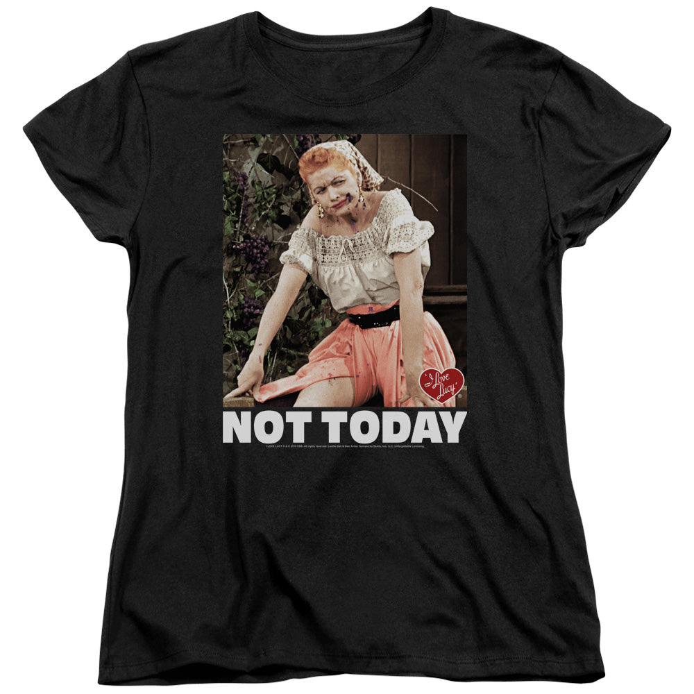 AN OFFCIALLY LICENSED I LOVE LUCY NOT TODAY WOMEN'S REGULAR FIT T-SHIRT BLACK