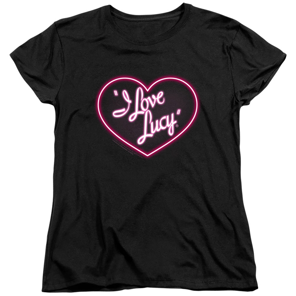 AN OFFCIALLY LICENSED I LOVE LUCY NEON LOGO WOMEN'S REGULAR FIT T-SHIRT BLACK