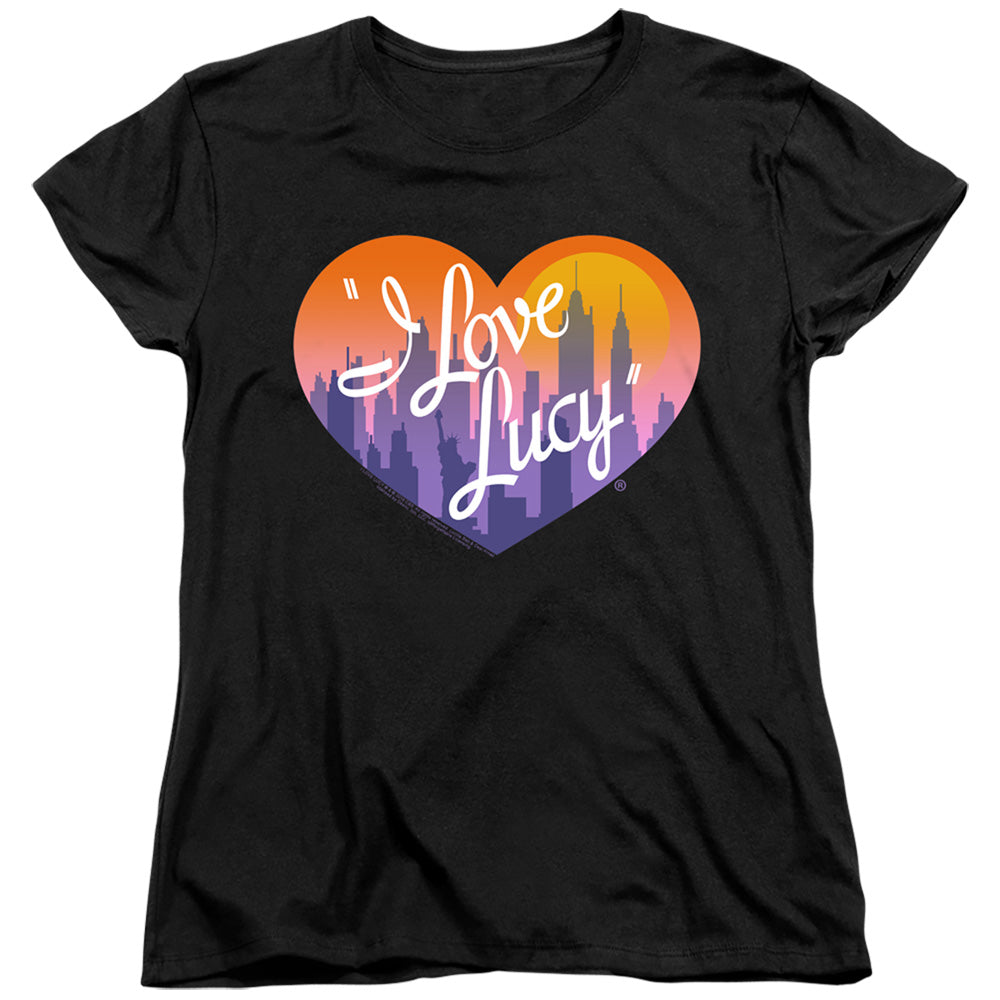 AN OFFCIALLY LICENSED I LOVE LUCY HEART OF THE CITY WOMEN'S REGULAR FIT T-SHIRT BLACK