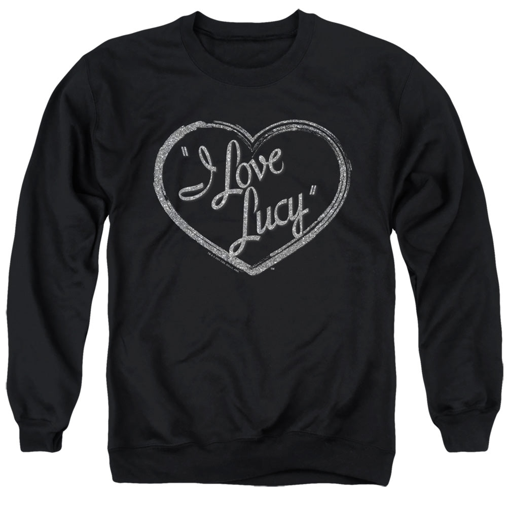 AN OFFCIALLY LICENSED I LOVE LUCY GLITTER LOGO ADULT UNISEX CREWNECK SWEATSHIRT BLACK