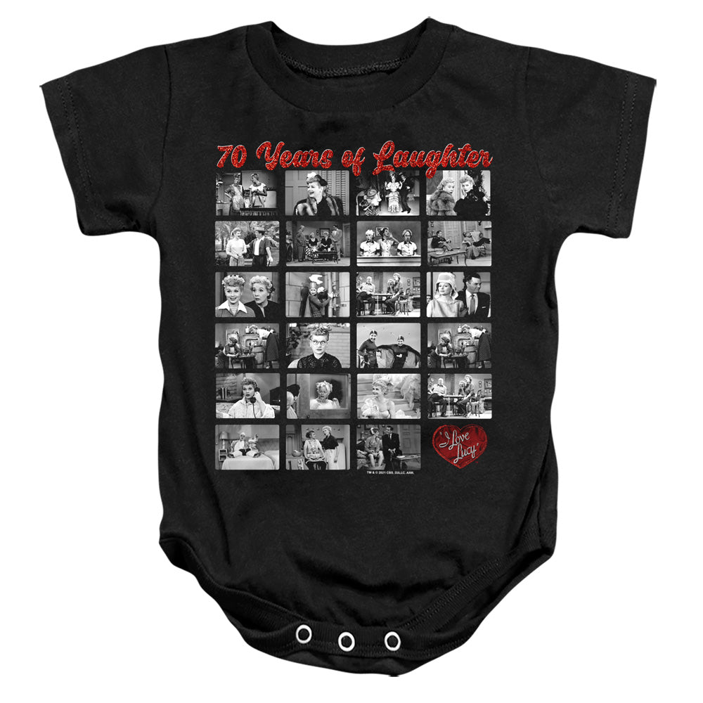 AN OFFCIALLY LICENSED I LOVE LUCY FILM STRIP BABY BODYSUIT BLACK