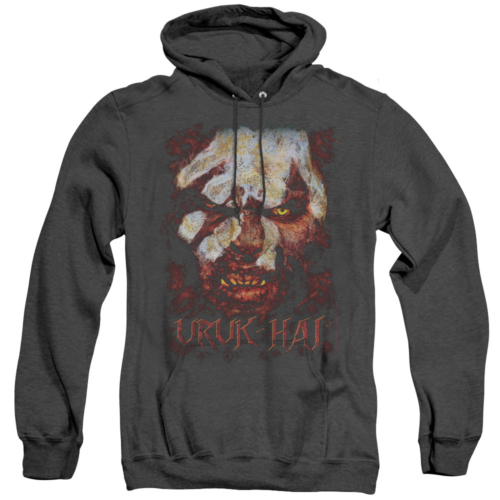 AN OFFCIALLY LICENSED LOR URUK HAI ADULT UNISEX HEATHER PULLOVER HOODIE BLACK
