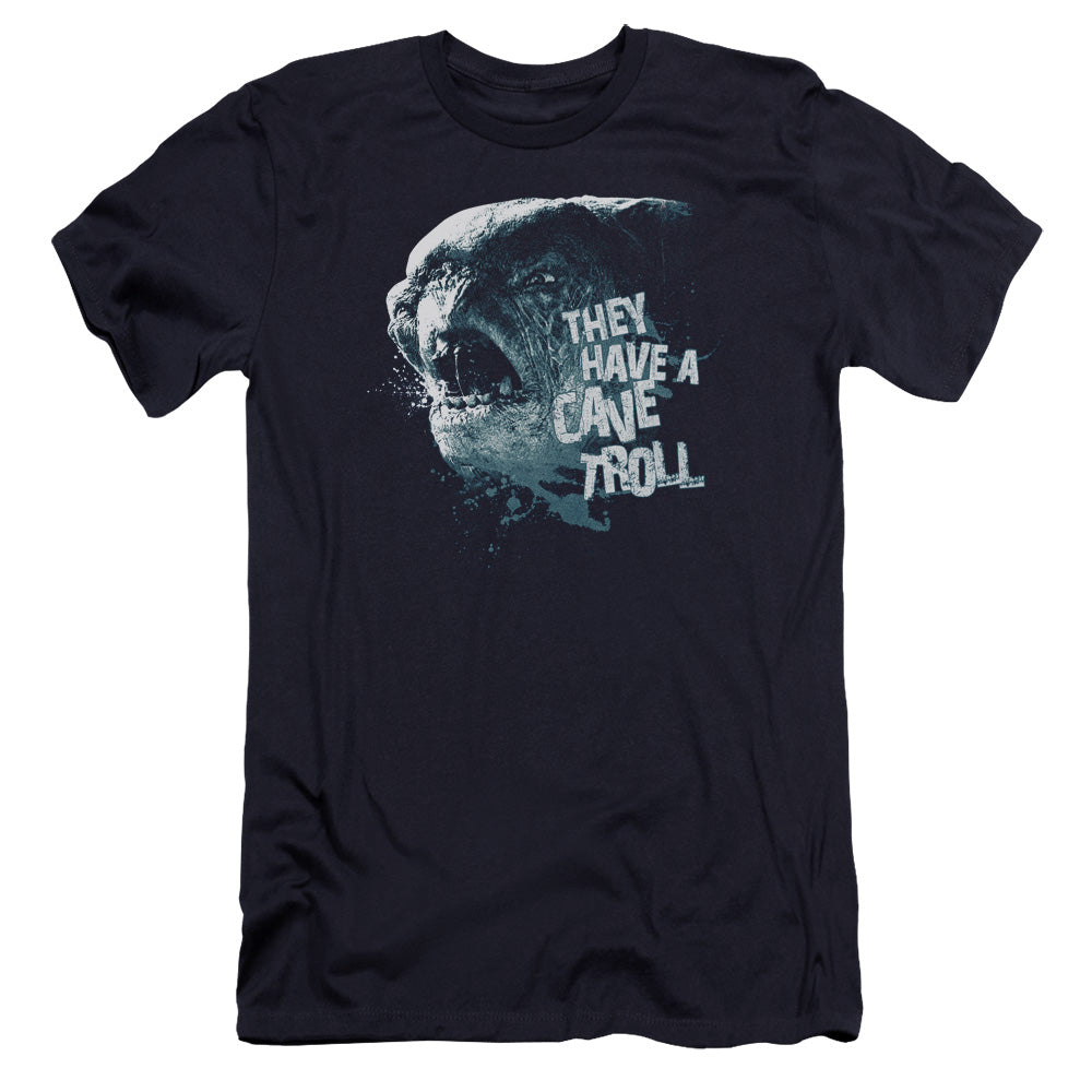 AN OFFCIALLY LICENSED LOR CAVE TROLL MEN'S PREMIUM SLIM FIT T-SHIRT NAVY