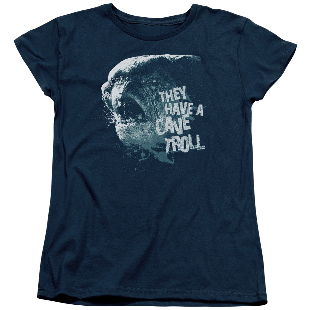 AN OFFCIALLY LICENSED LOR CAVE TROLL WOMEN'S REGULAR FIT T-SHIRT NAVY