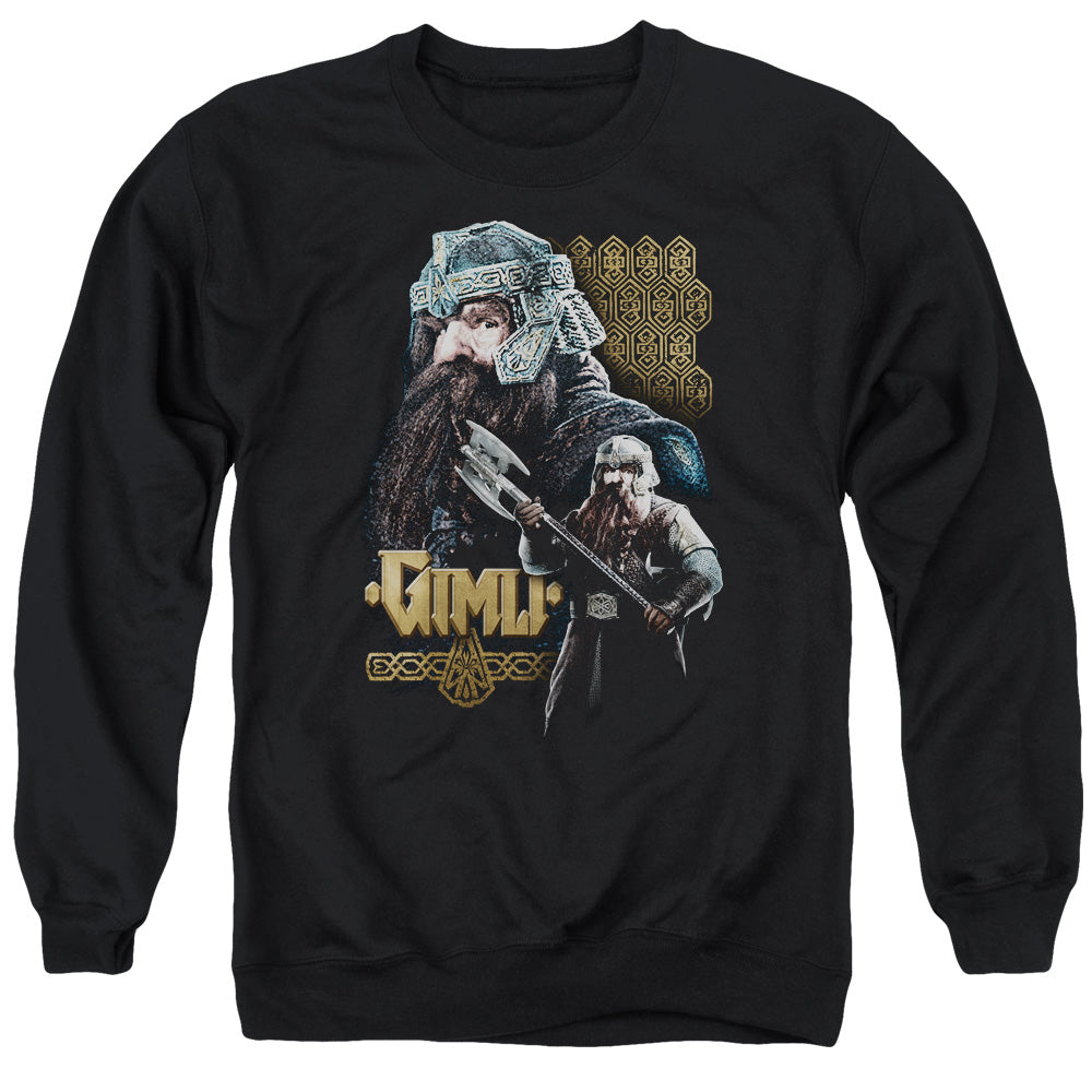 AN OFFCIALLY LICENSED LOR GIMLI ADULT UNISEX CREWNECK SWEATSHIRT BLACK