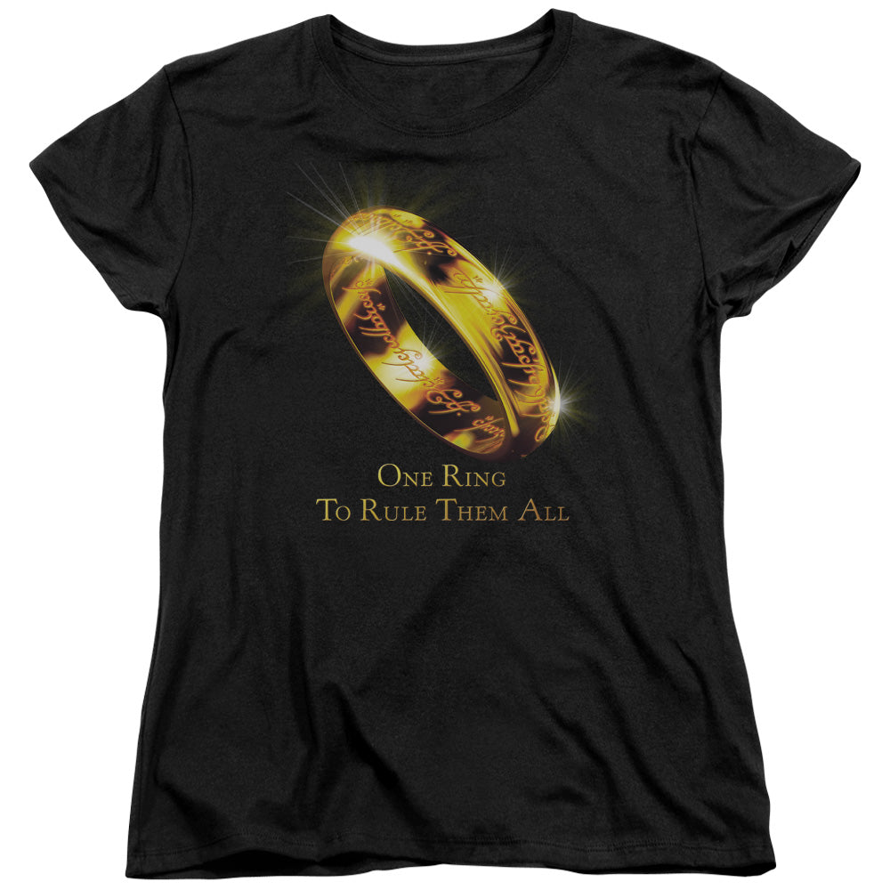 AN OFFCIALLY LICENSED LORD OF THE RINGS ONE RING TO RULE THEM ALL WOMEN'S REGULAR FIT T-SHIRT BLACK