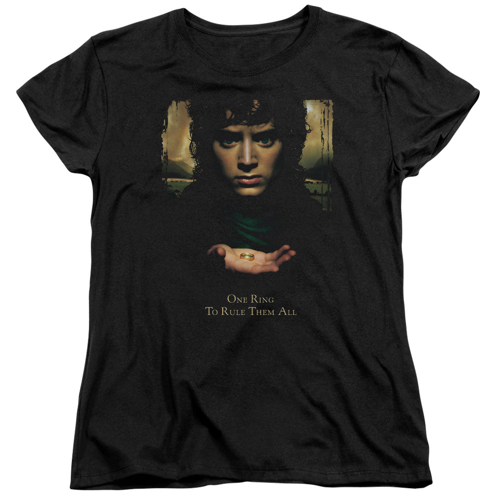 AN OFFCIALLY LICENSED LOR FRODO ONE RING WOMEN'S REGULAR FIT T-SHIRT BLACK