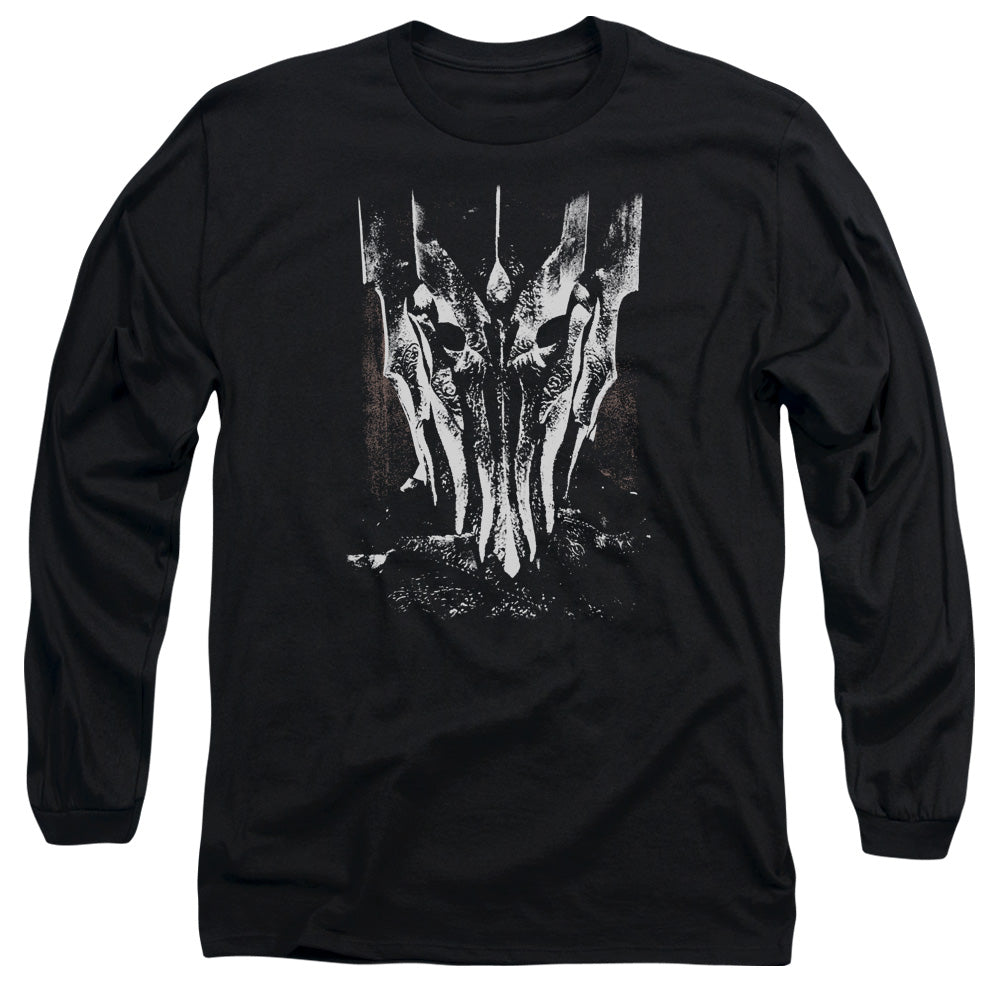 AN OFFCIALLY LICENSED LOR BIG SAURON HEAD MEN'S LONG SLEEVE T-SHIRT BLACK