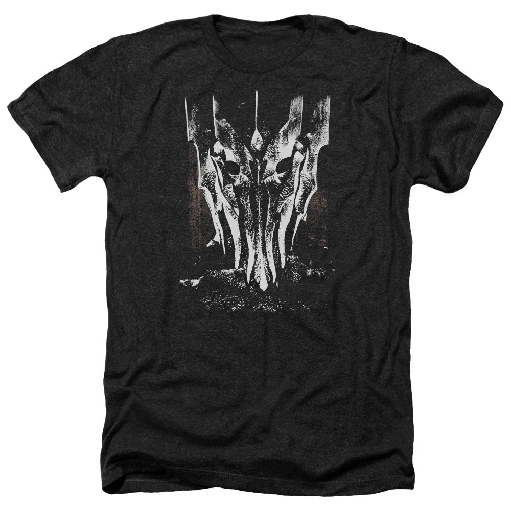 AN OFFCIALLY LICENSED LOR BIG SAURON HEAD MEN'S HEATHER T-SHIRT CHARCOAL