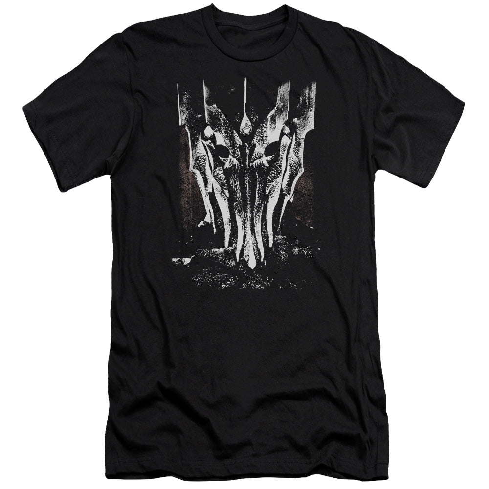 AN OFFCIALLY LICENSED LOR BIG SAURON HEAD MEN'S PREMIUM SLIM FIT T-SHIRT BLACK