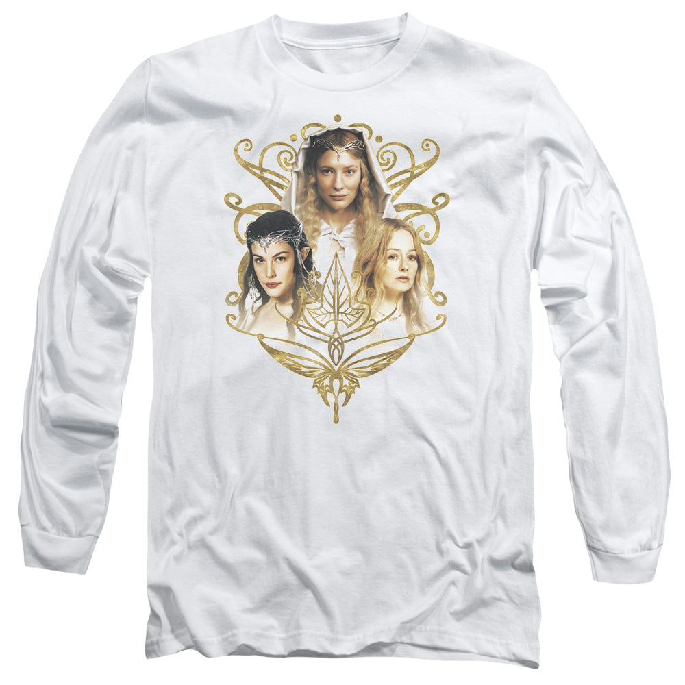 AN OFFCIALLY LICENSED LOR WOMEN OF MIDDLE EARTH MEN'S LONG SLEEVE T-SHIRT WHITE