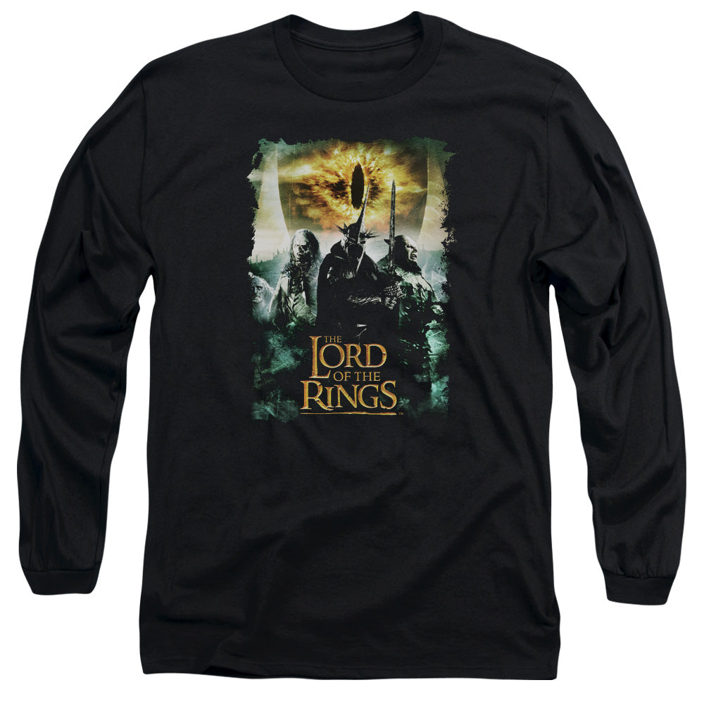 AN OFFCIALLY LICENSED LORD OF THE RINGS VILLAIN GROUP MEN'S LONG SLEEVE T-SHIRT BLACK