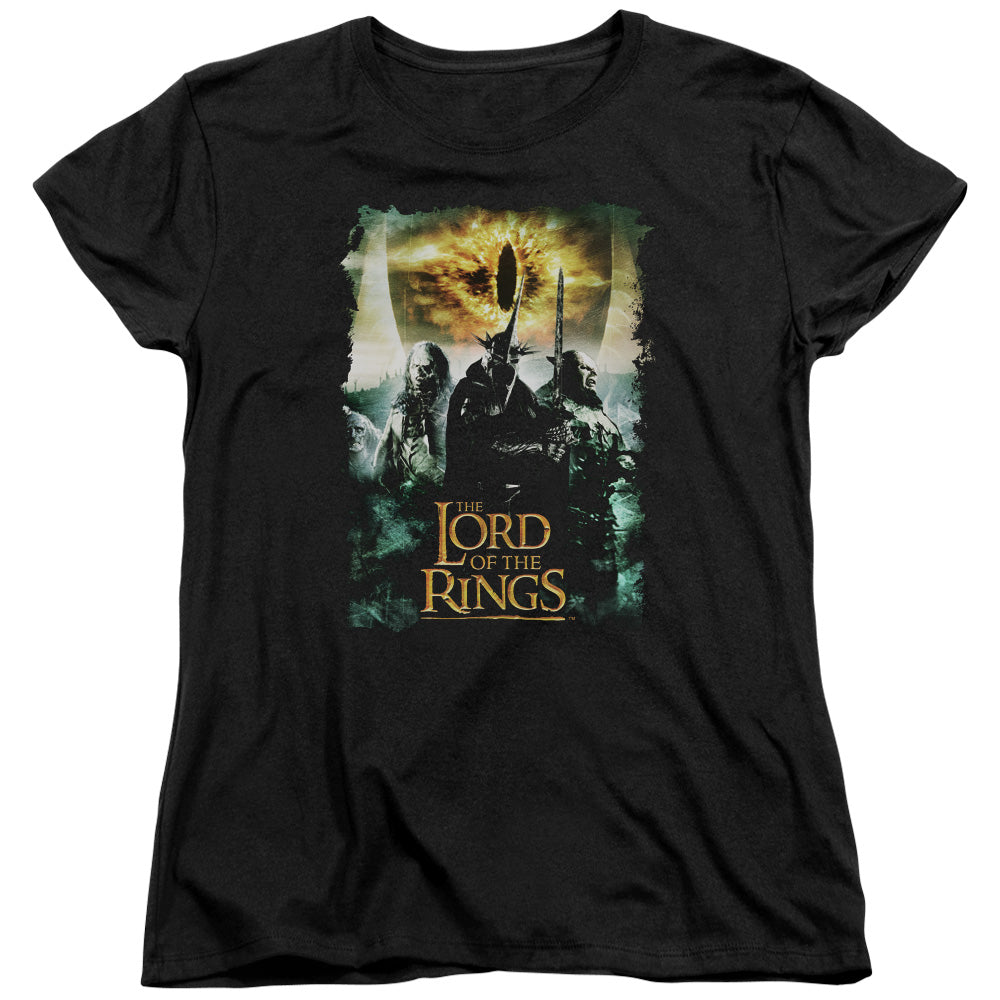 AN OFFCIALLY LICENSED LORD OF THE RINGS VILLAIN GROUP WOMEN'S REGULAR FIT T-SHIRT BLACK