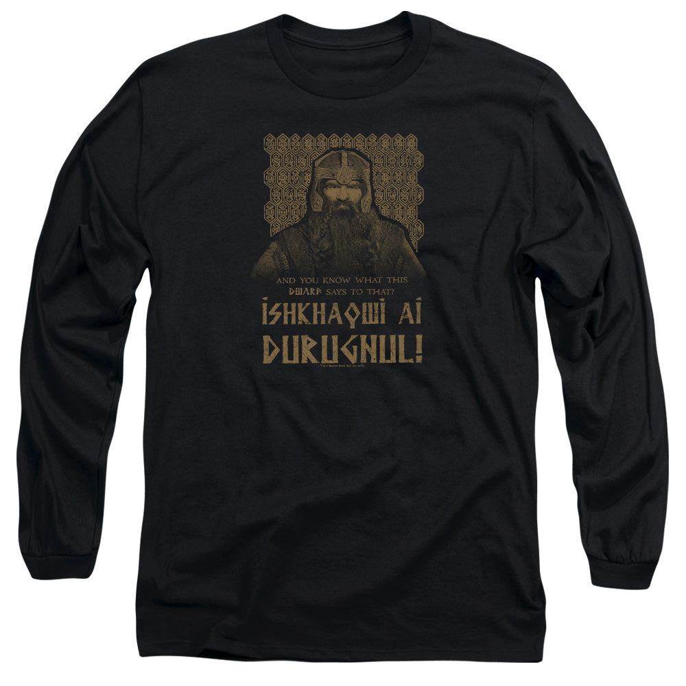 AN OFFCIALLY LICENSED LORD OF THE RINGS ISHKHAQWI DURUGNUL MEN'S LONG SLEEVE T-SHIRT BLACK