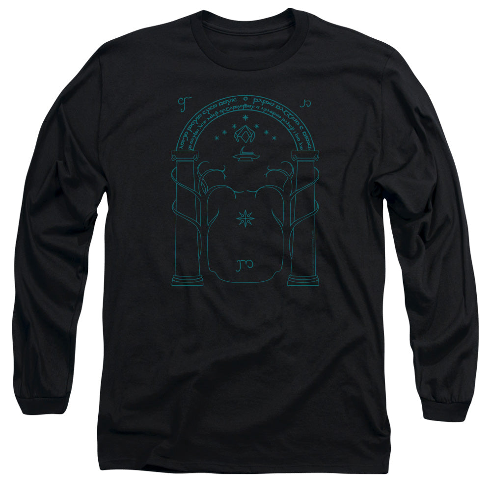 AN OFFCIALLY LICENSED LORD OF THE RINGS DOORS OF DURIN MEN'S LONG SLEEVE T-SHIRT BLACK