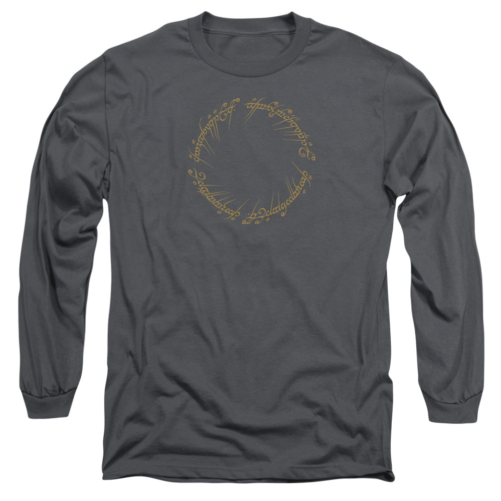 AN OFFCIALLY LICENSED LORD OF THE RINGS ONE RING MEN'S LONG SLEEVE T-SHIRT CHARCOAL