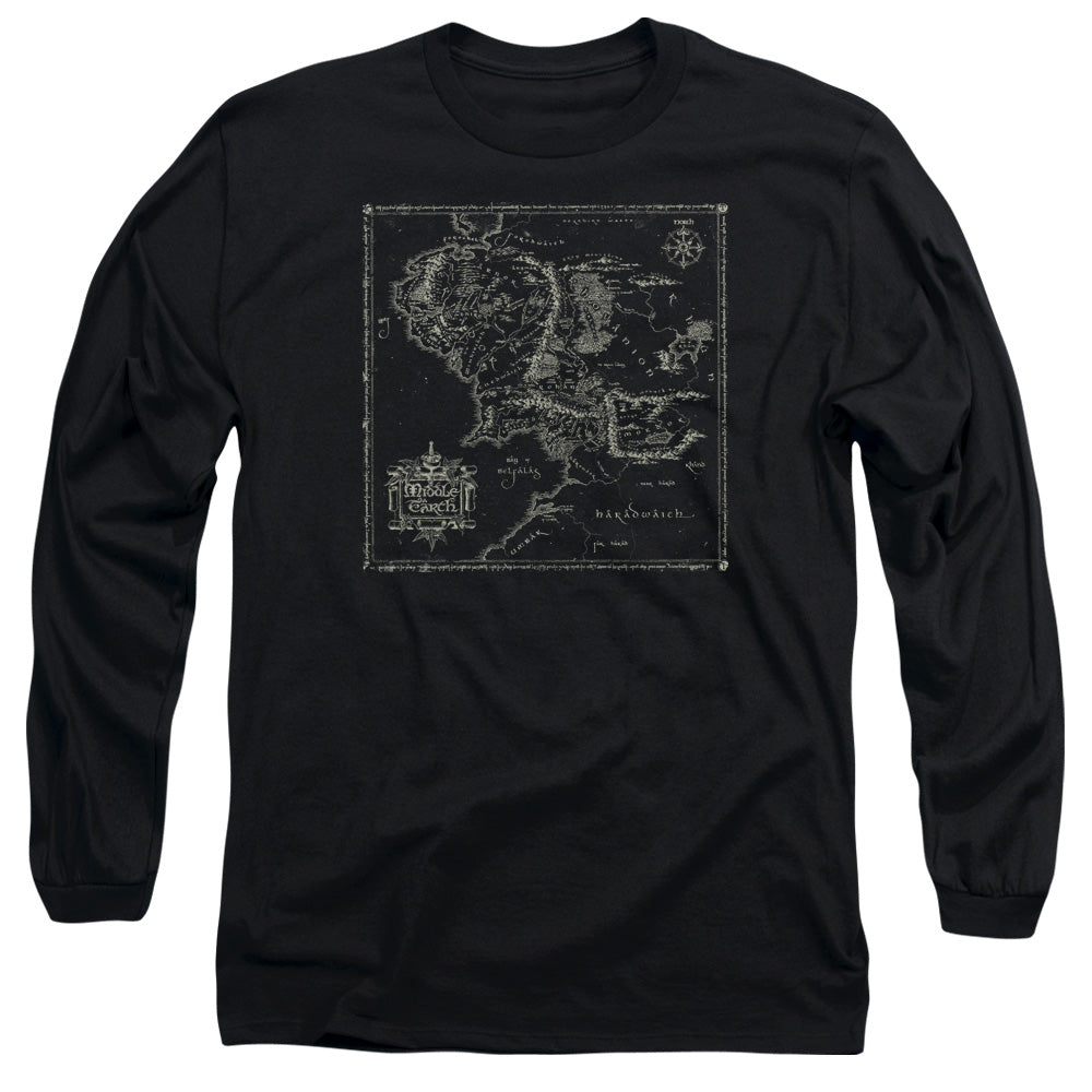 AN OFFCIALLY LICENSED LORD OF THE RINGS MAP OF ME MEN'S LONG SLEEVE T-SHIRT BLACK