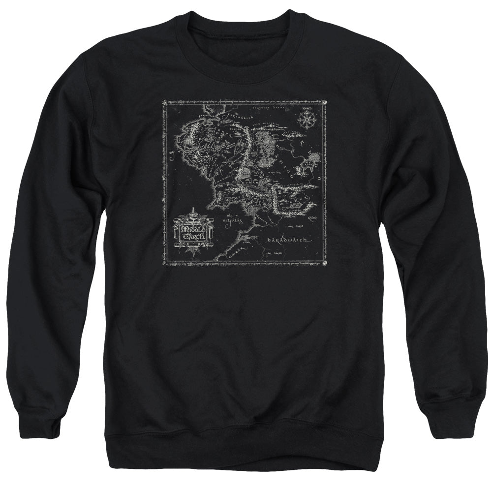 AN OFFCIALLY LICENSED LORD OF THE RINGS MAP OF ME ADULT UNISEX CREWNECK SWEATSHIRT BLACK