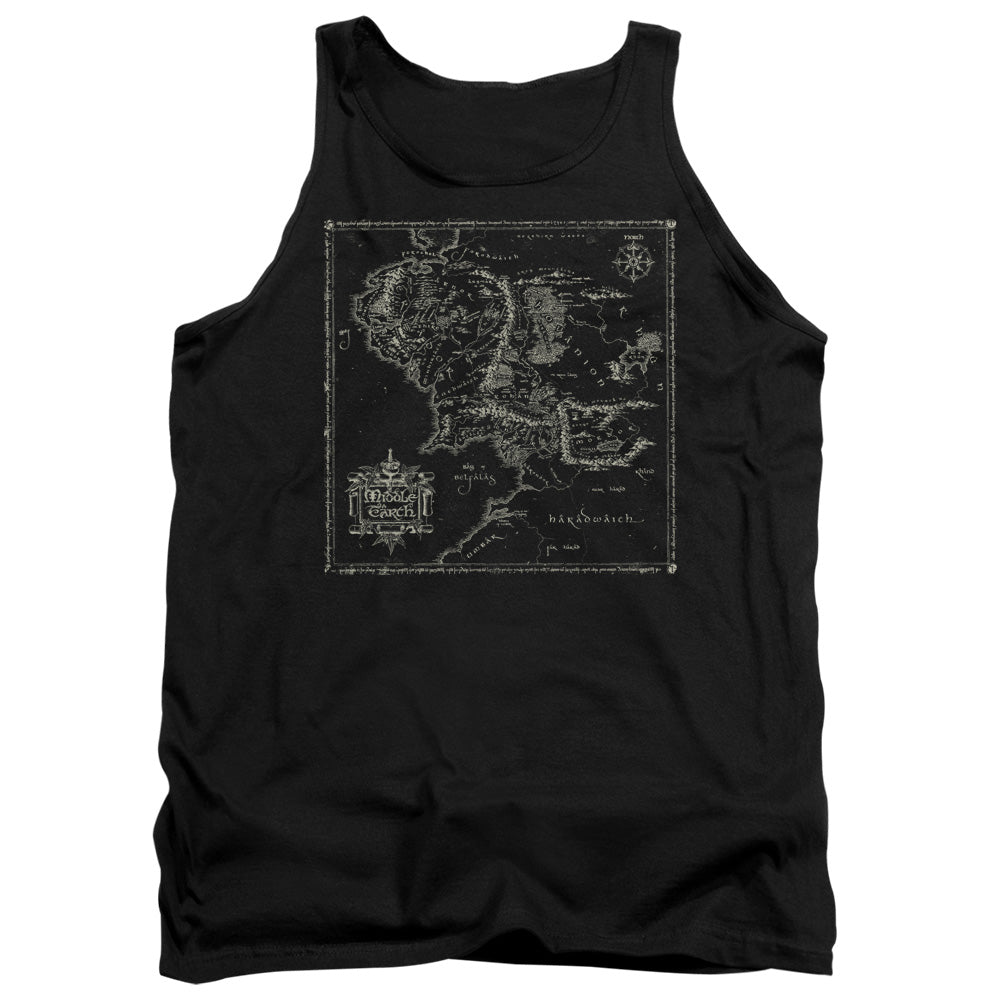 AN OFFCIALLY LICENSED LORD OF THE RINGS MAP OF ME ADULT UNISEX TANK TOP BLACK