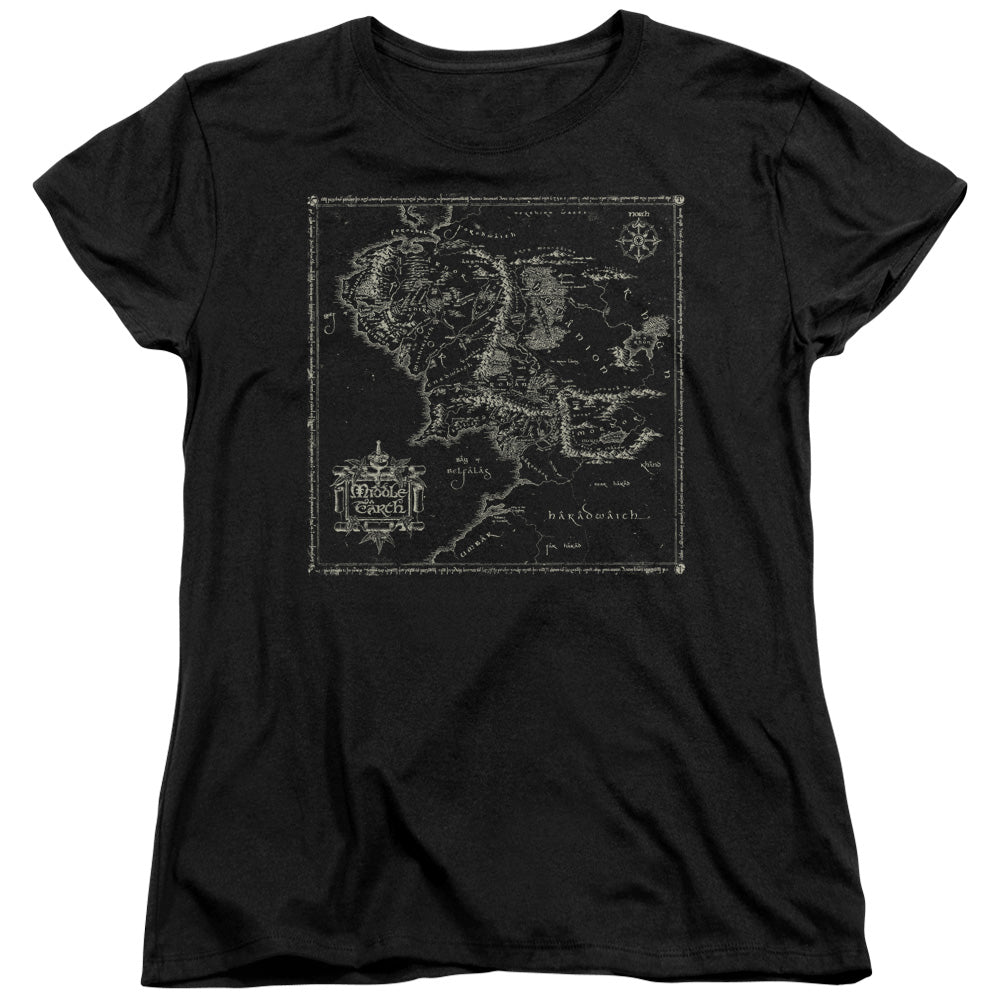 AN OFFCIALLY LICENSED LORD OF THE RINGS MAP OF ME WOMEN'S REGULAR FIT T-SHIRT BLACK