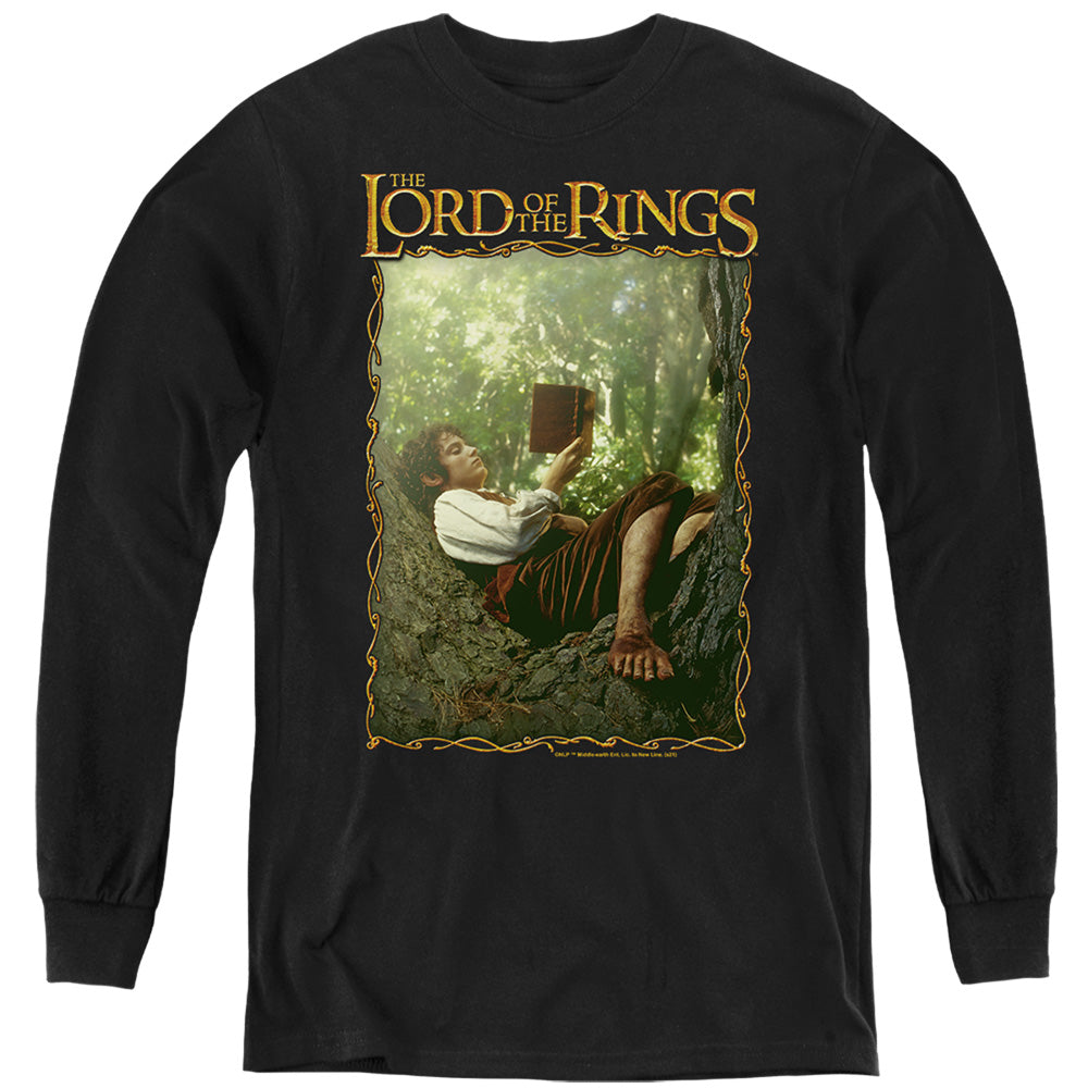 AN OFFCIALLY LICENSED LORD OF THE RINGS READER FRODO YOUTH LONG SLEEVE T-SHIRT BLACK