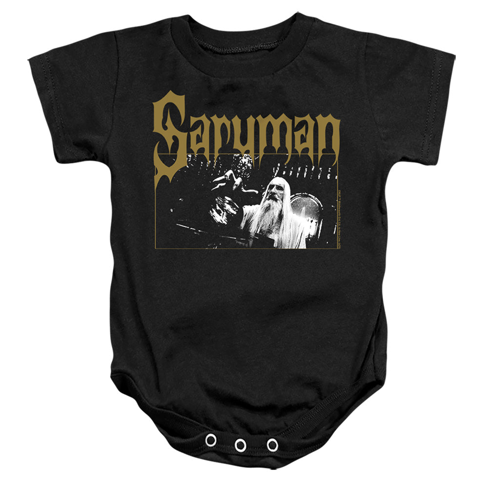 AN OFFCIALLY LICENSED LORD OF THE RINGS SARUMAN BABY BODYSUIT BLACK
