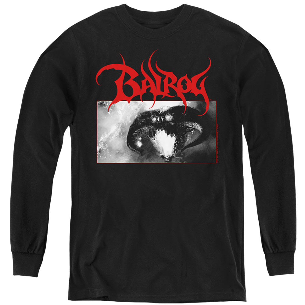 AN OFFCIALLY LICENSED LORD OF THE RINGS BALROG YOUTH LONG SLEEVE T-SHIRT BLACK