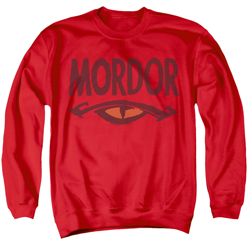 AN OFFCIALLY LICENSED LORD OF THE RINGS THE EYE CARAMBA ADULT UNISEX CREWNECK SWEATSHIRT RED